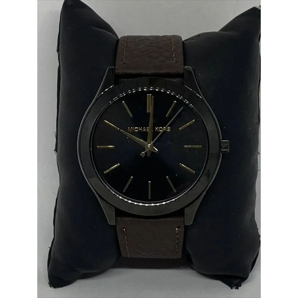 Michael Kors Slim Runway MK3221 Women's Brown Leather Analog Dial Watch JK594